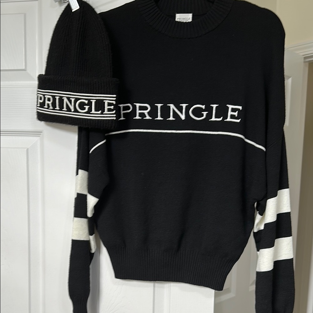 H&M x Pringle Black Sweater and Hat for Women SZ small.